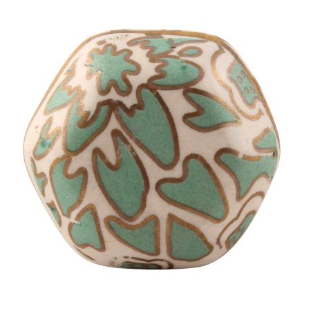 Sea Green Hexagon Small Ceramic Cabinet Knob